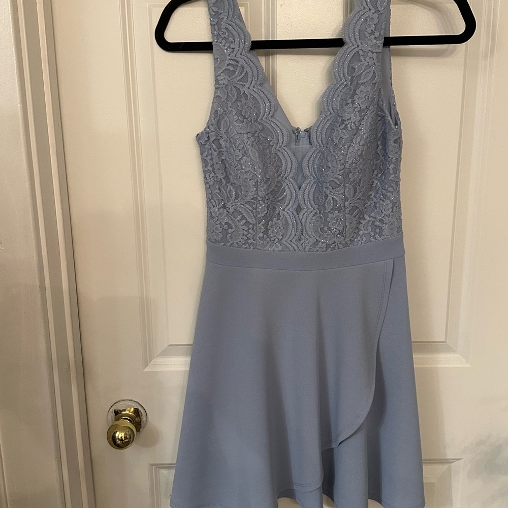 Elegant Lace Blue Dress
